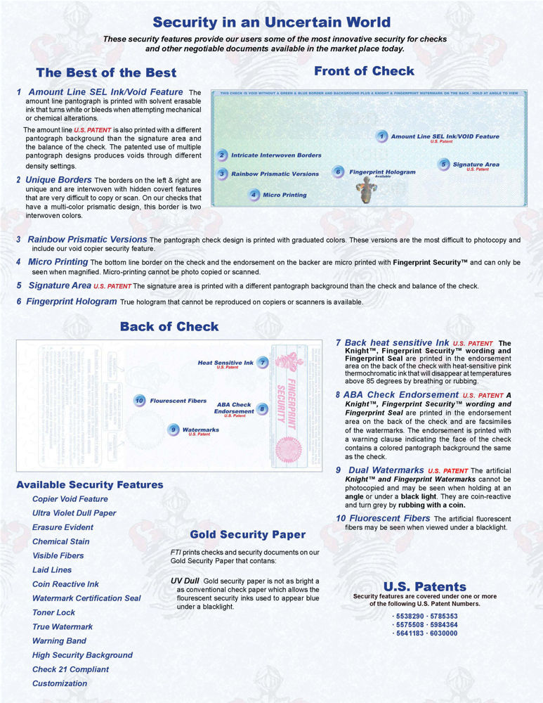 FPChecksales. Security Features